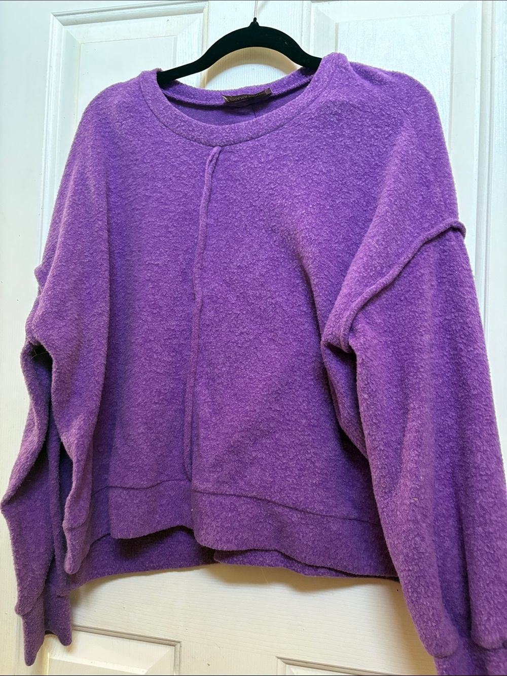 Zenana Outfitters Purple Bouclé Crewneck Sweater